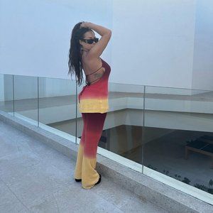 I.AM.GIA Red and Yellow Wide Leg Jumpsuit